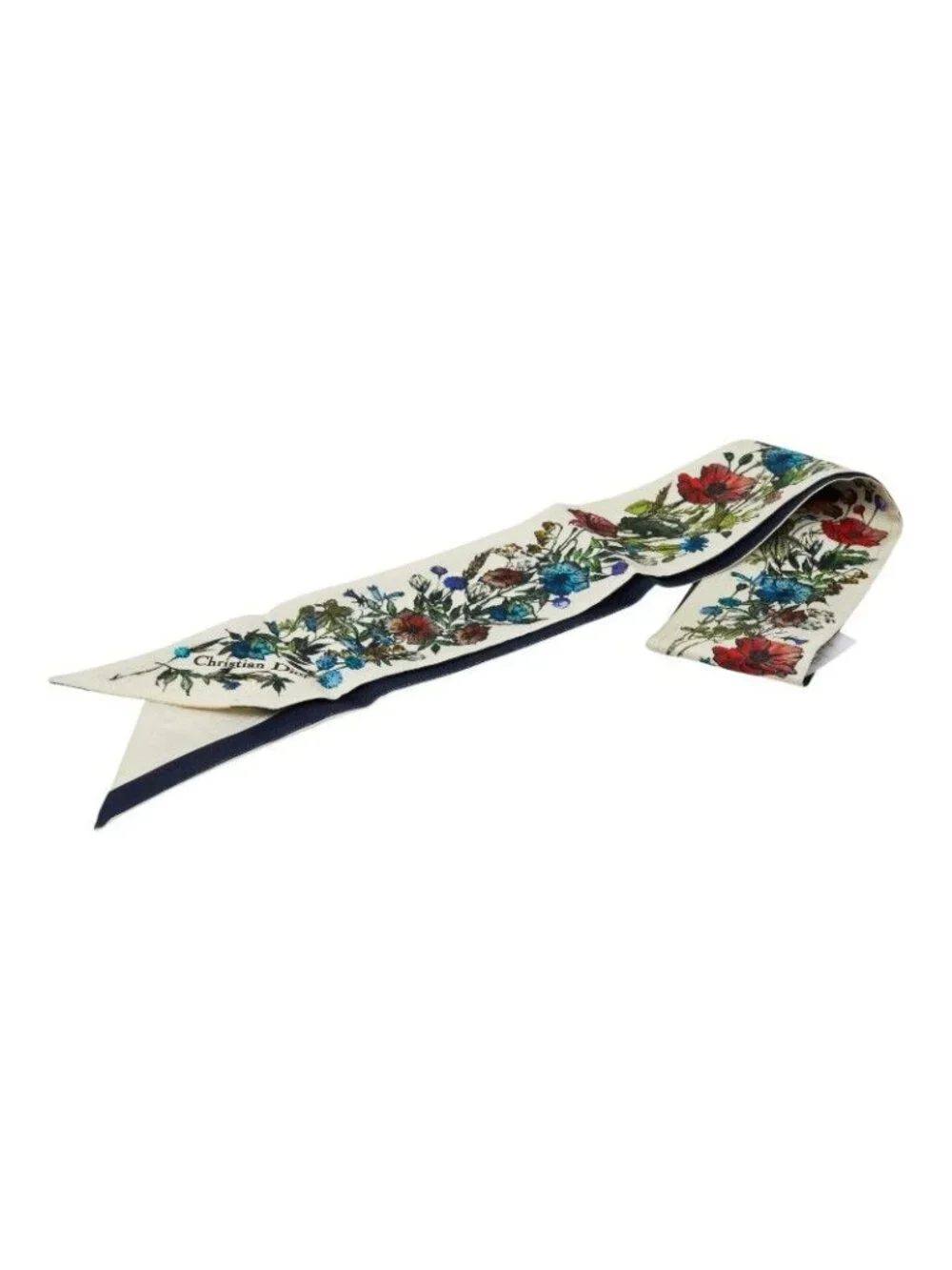 Dior Mizza Floral Scarf White Multicolor Silk
